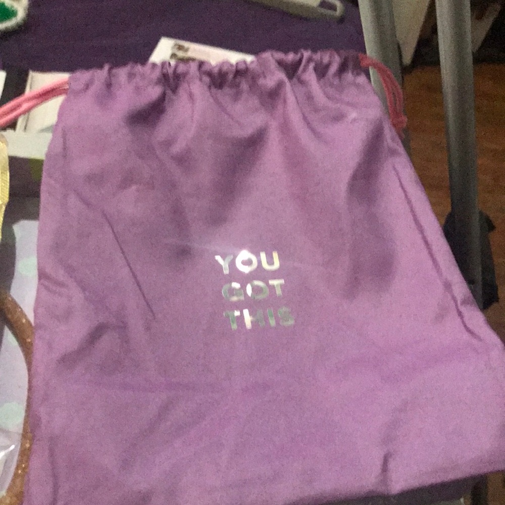 Ipsy bag/says You Got This in silver / lavender bag draw string closure